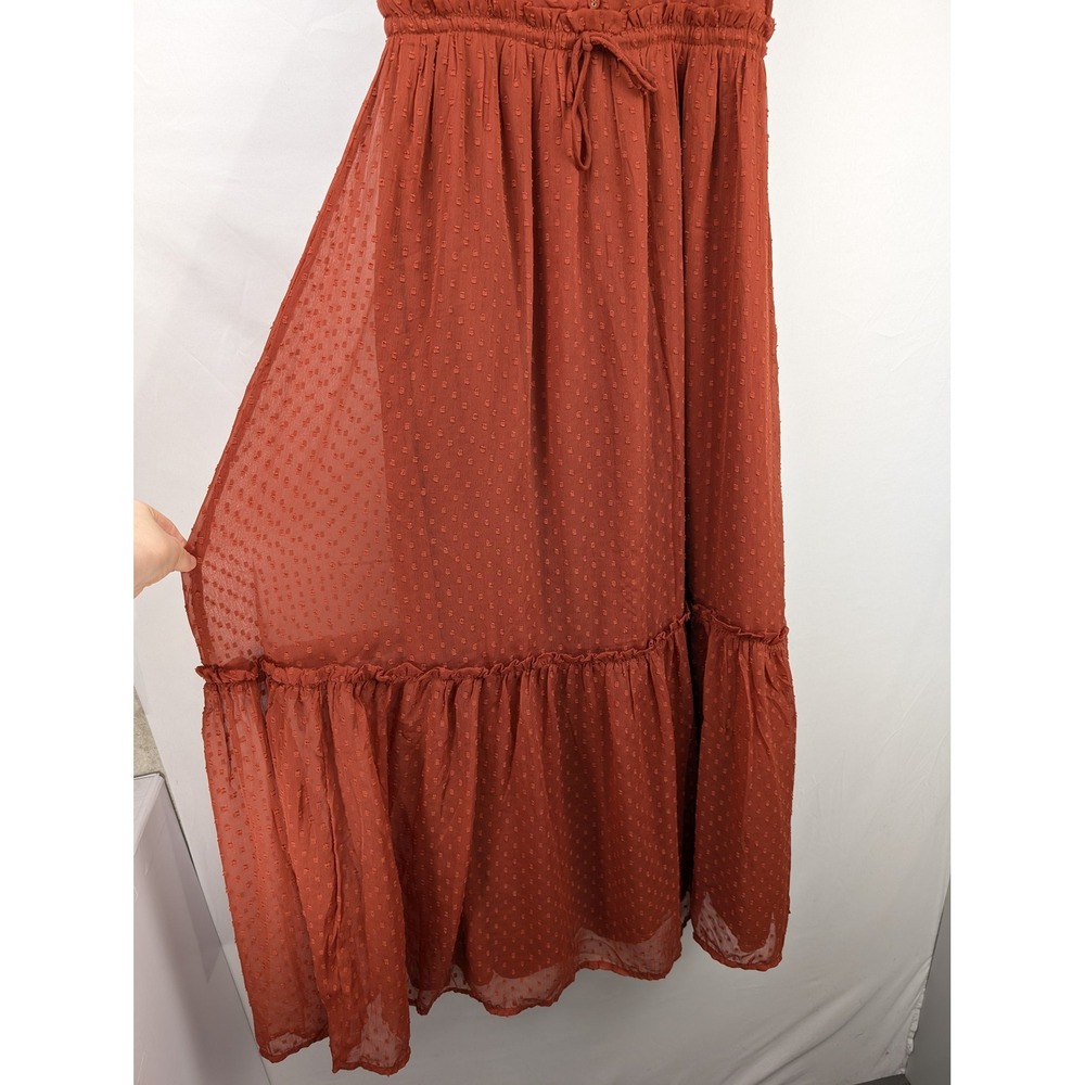 Tiered Sweetheart Babydoll Peasant Dress Size M Orange Romantic Cottagecore - Picture 4 of 9